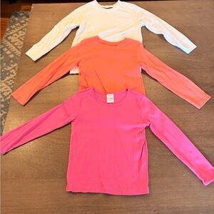 4T Hanna Andersson, Primary and Quince Long-Sleeve Tees in White, Coral & Pink